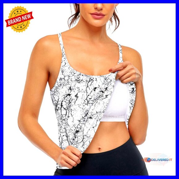 Tops - Women's Workout Tank Top with Built-In Bra, Racerback, Yoga Activewear